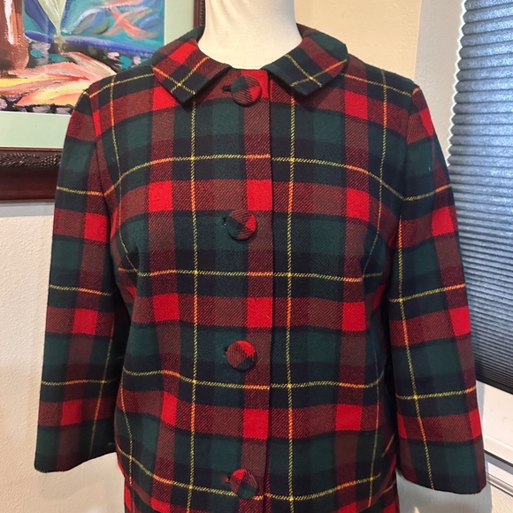 Pendleton 1960's Red Plaid Suit with Mini Skirt - Fits S-M - Picture 2 of 14